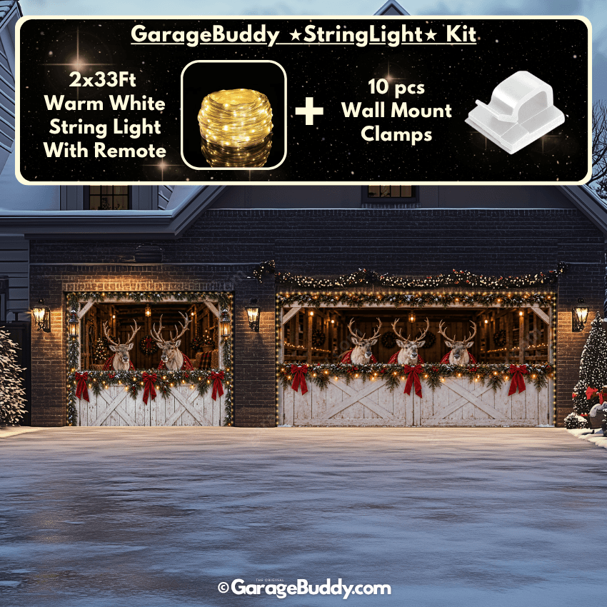 Reindeer Barn | Christmas Garage Door Cover