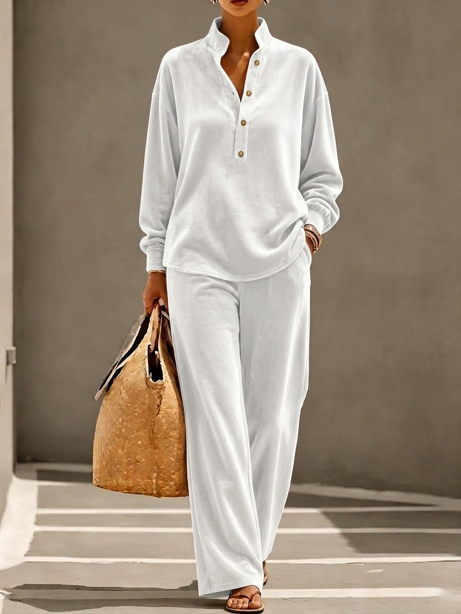 Loose Velvet Two-Piece Top & Pants Set