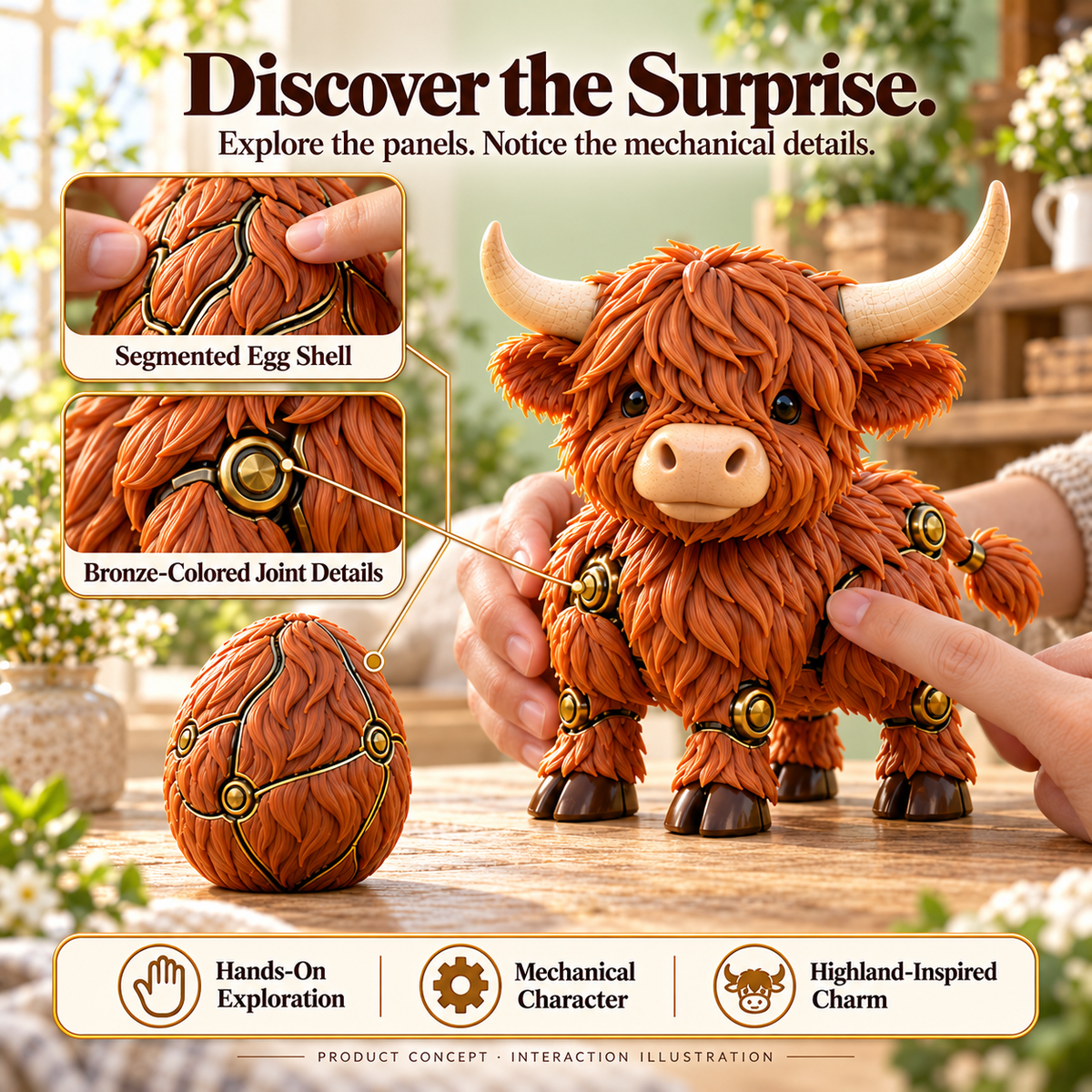 Highland Cow Transforming Egg
