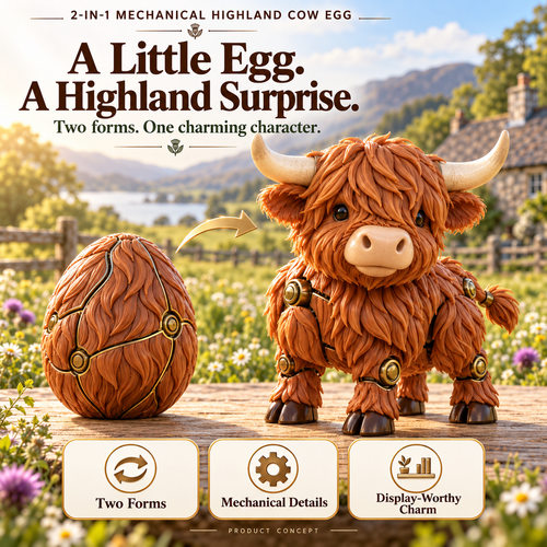 Highland Cow Transforming Egg