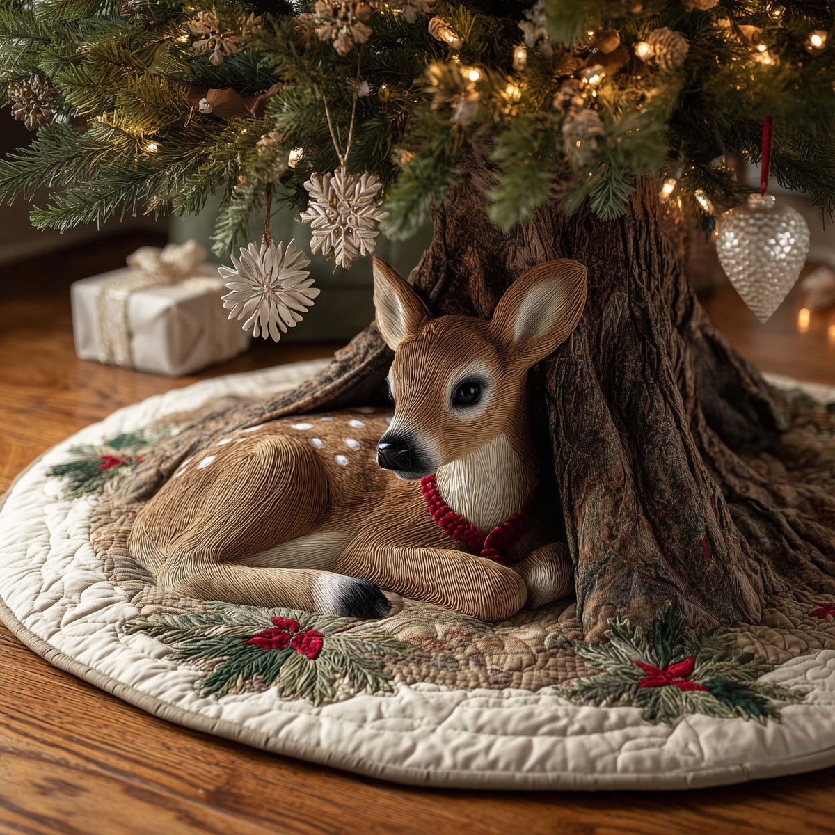 3D Optical Illusion Quilted Christmas Tree Skirt