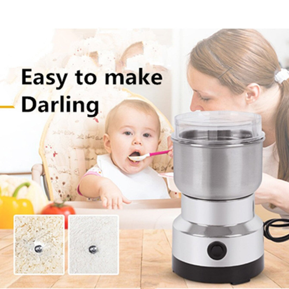 🚀 High-Speed Stainless Steel Grain Grinder ✨ Fast & Efficient Grinding