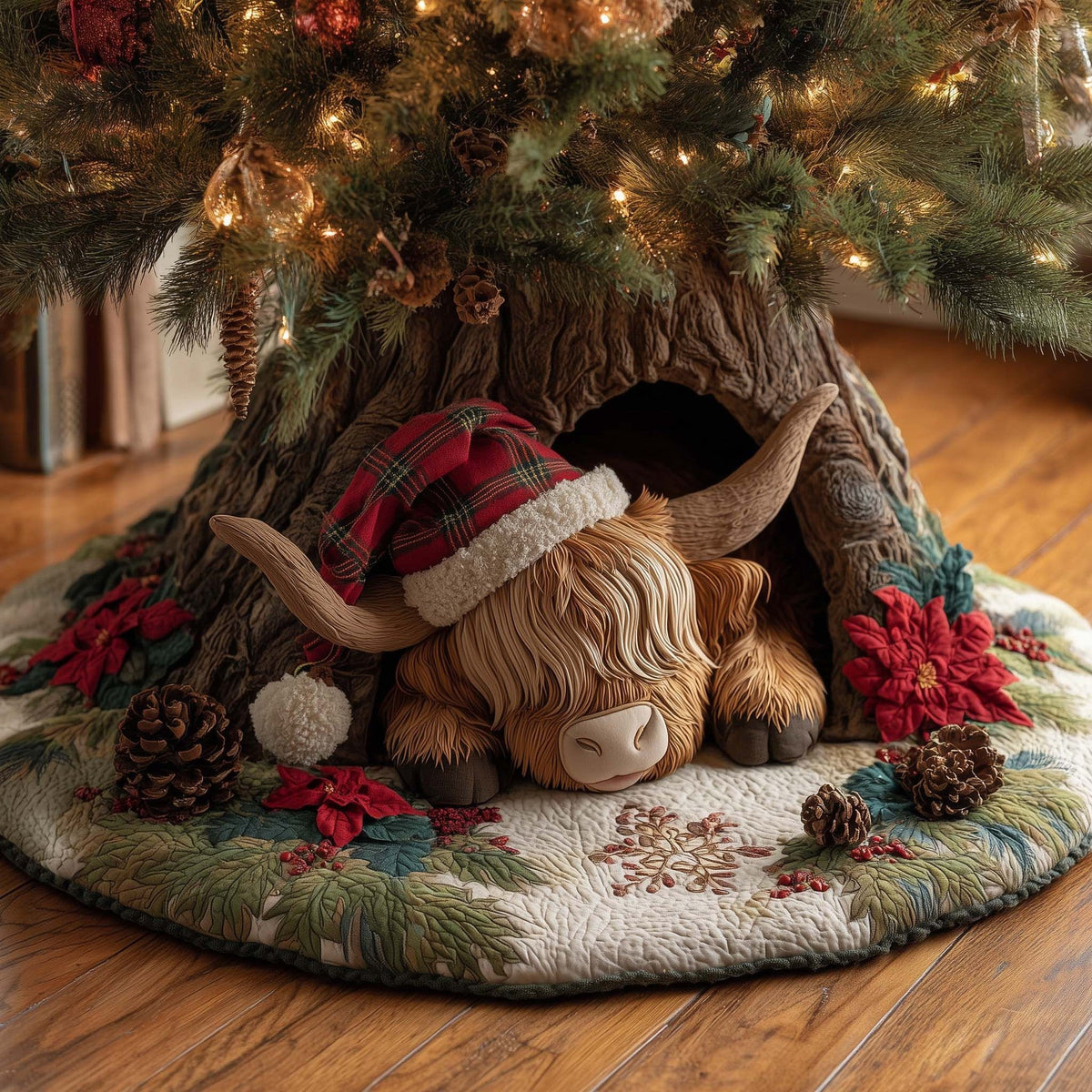 3D Optical Illusion Quilted Christmas Tree Skirt