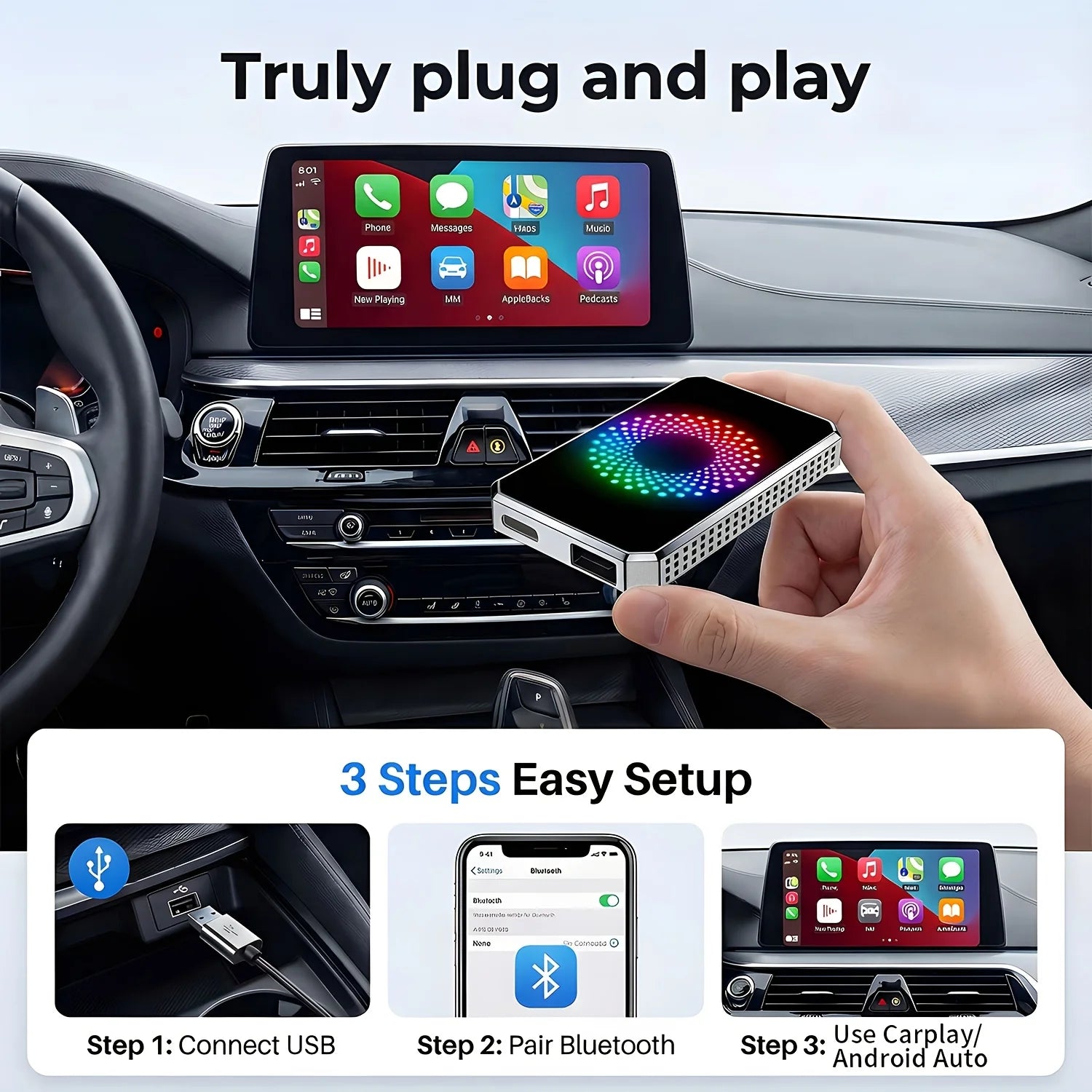 Truly plug and play wireless CarPlay adapter