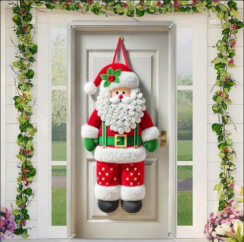Christmas Door Covers,Decorative Bow Bell Wreath Christmas Door Wraps