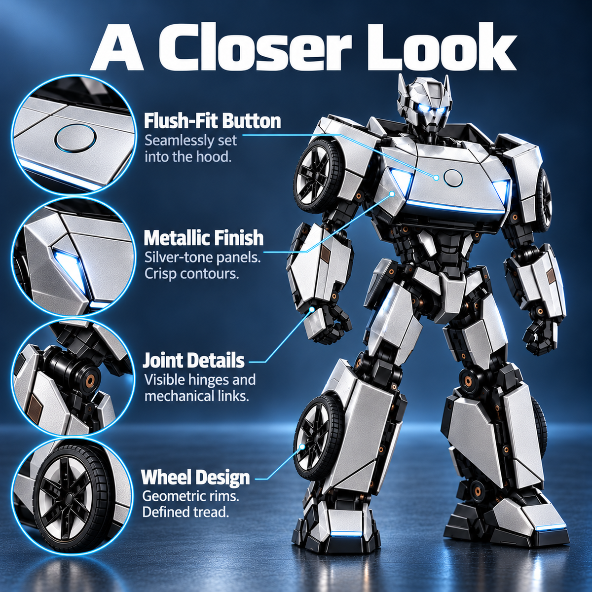 Silver 2-in-1 Transforming Sports Car & Robot 5