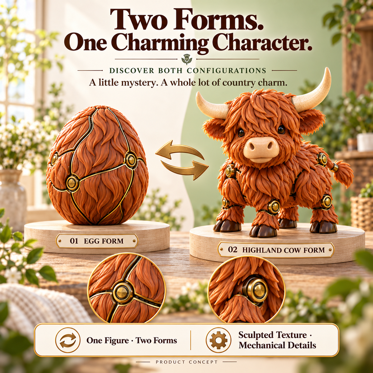 Highland Cow Transforming Egg