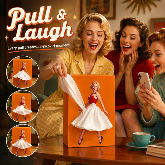 Vintage Pin-Up Girl Tissue Box, Funny Interactive Ornament for Home Bar Decor