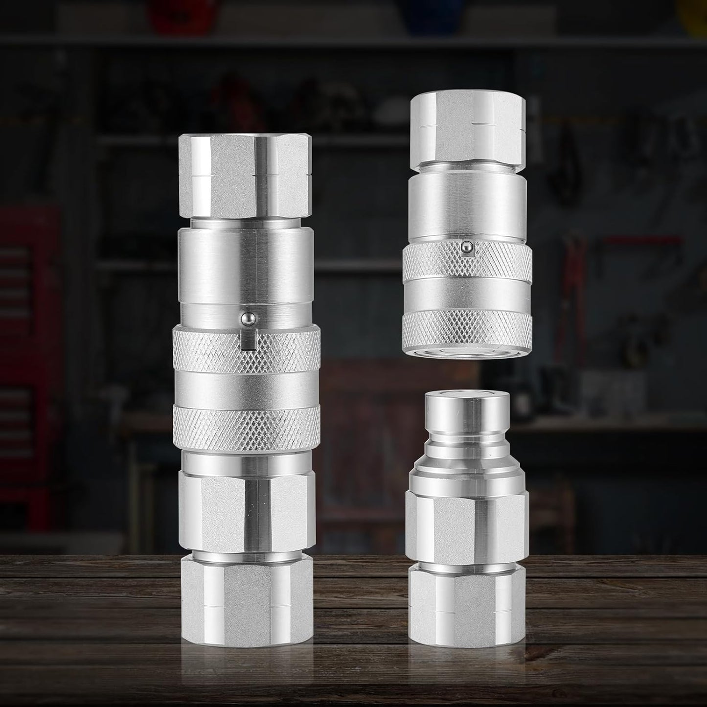 VEVOR 1/2" Flat Face Hydraulic Couplers, 1/2" NPT Skid Steer Hydraulic Quick Connect Couplers with 2 Dust Caps (ISO16028)