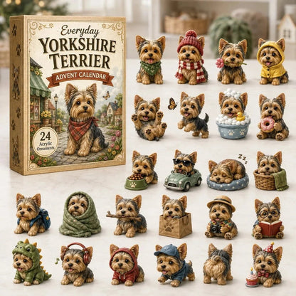 💥LAST DAY 49% OFF -✨Yorkshire Terrier 2D Advent Calendar – 24 Unique Yorkie Acrylic Ornaments & Daily Christmas Surprises
