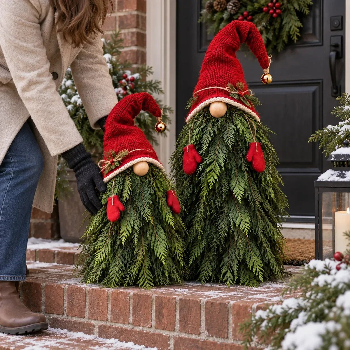 🎄🍄2-Piece Whimsical Winter Gnome Porch Set 1