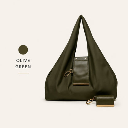 2-in-1 Transformable Vegan Leather Tote Bag
