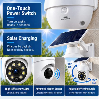 Solar-Powered Simulated Surveillance Camera Street Light