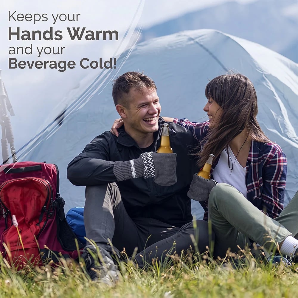 🏆Limited Time Sale 49% OFF⚡❄️Winter Knit Beer Bottle Gloves｜Striped Drink Cooler Sleeve🍻