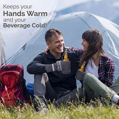 🏆Limited Time Sale 49% OFF⚡❄️Winter Knit Beer Bottle Gloves｜Striped Drink Cooler Sleeve🍻