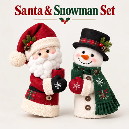 Santa & Snowman Plush Christmas Door Handle Covers