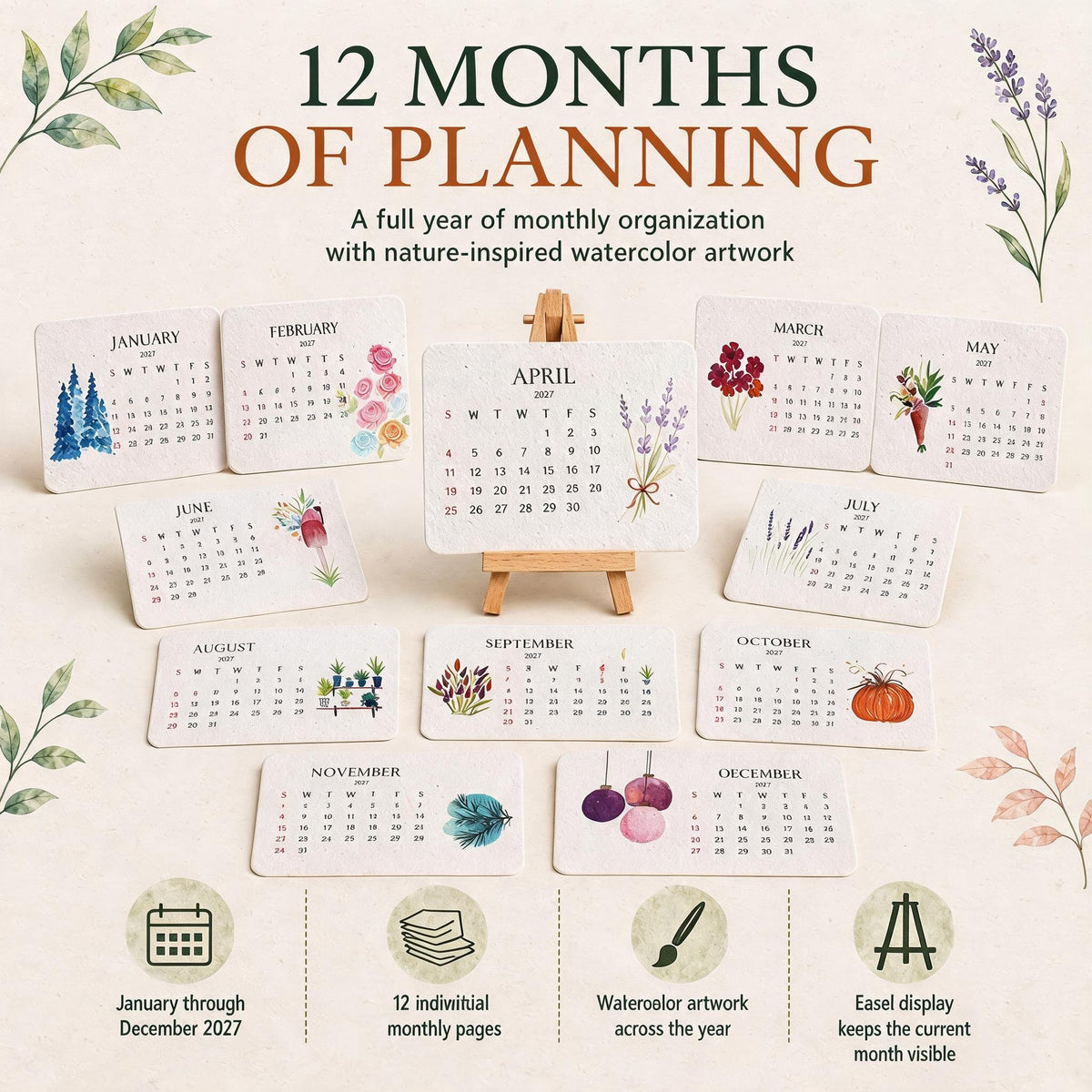 🌱Eco-Friendly Plantable 'Timeless' Seed Calendar 2027 ✨ Plan•Plant•Grow•Enjoy