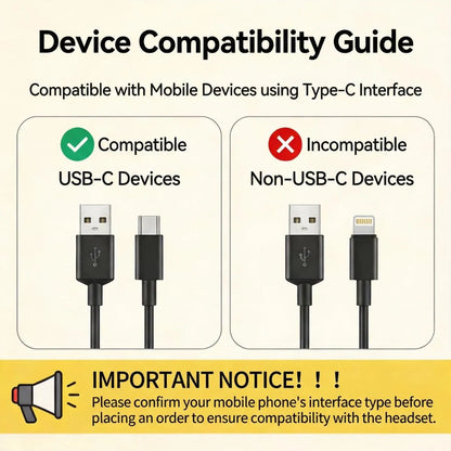 Retro Type-C Wired Phone Handset with Mic & Volume Control