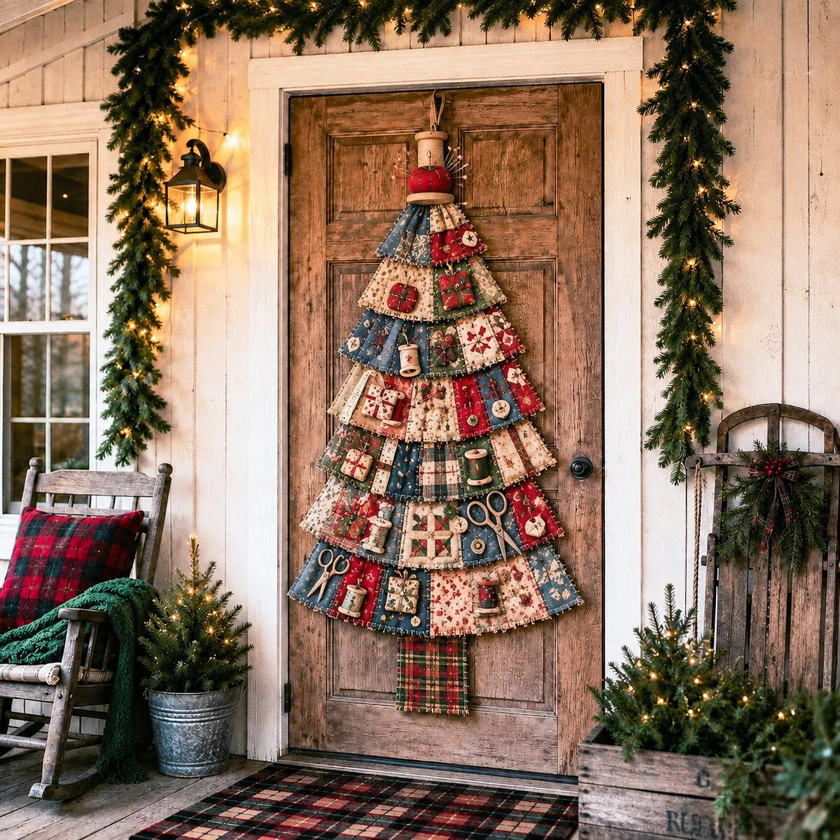 🔥 SPECIAL OFFER |🎄Beginner-Friendly DIY Oversized Patchwork Christmas Tree Door Hanging Kit💕