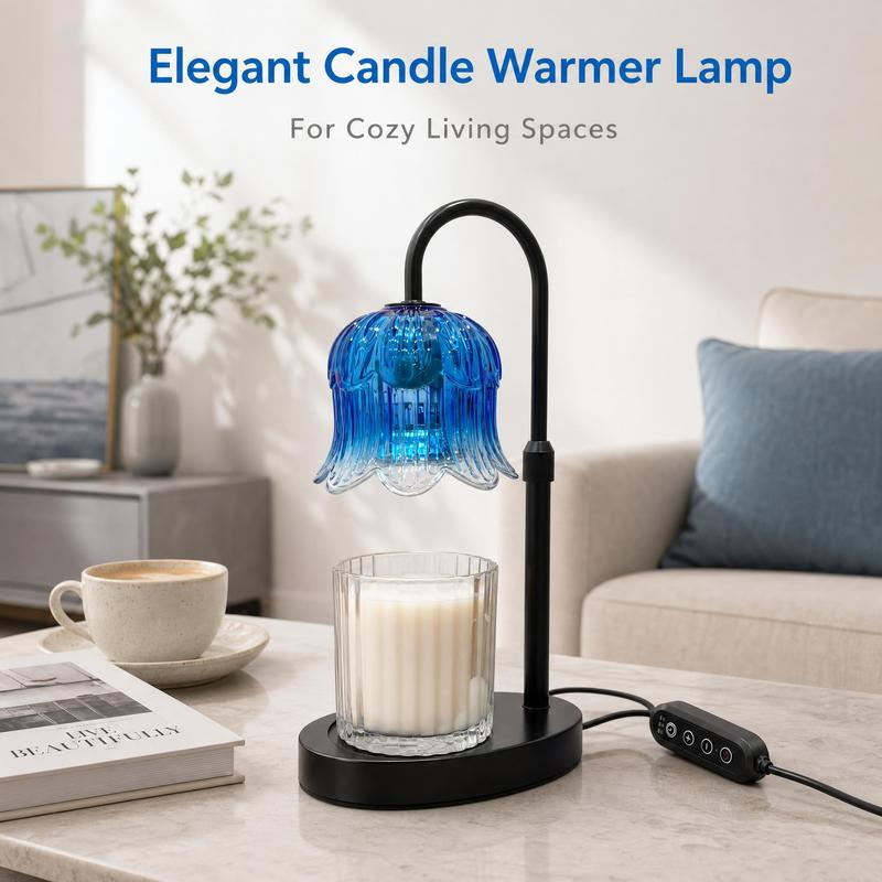Vintage Flower Candle Warmer Lamp — Timer & Brightness Control