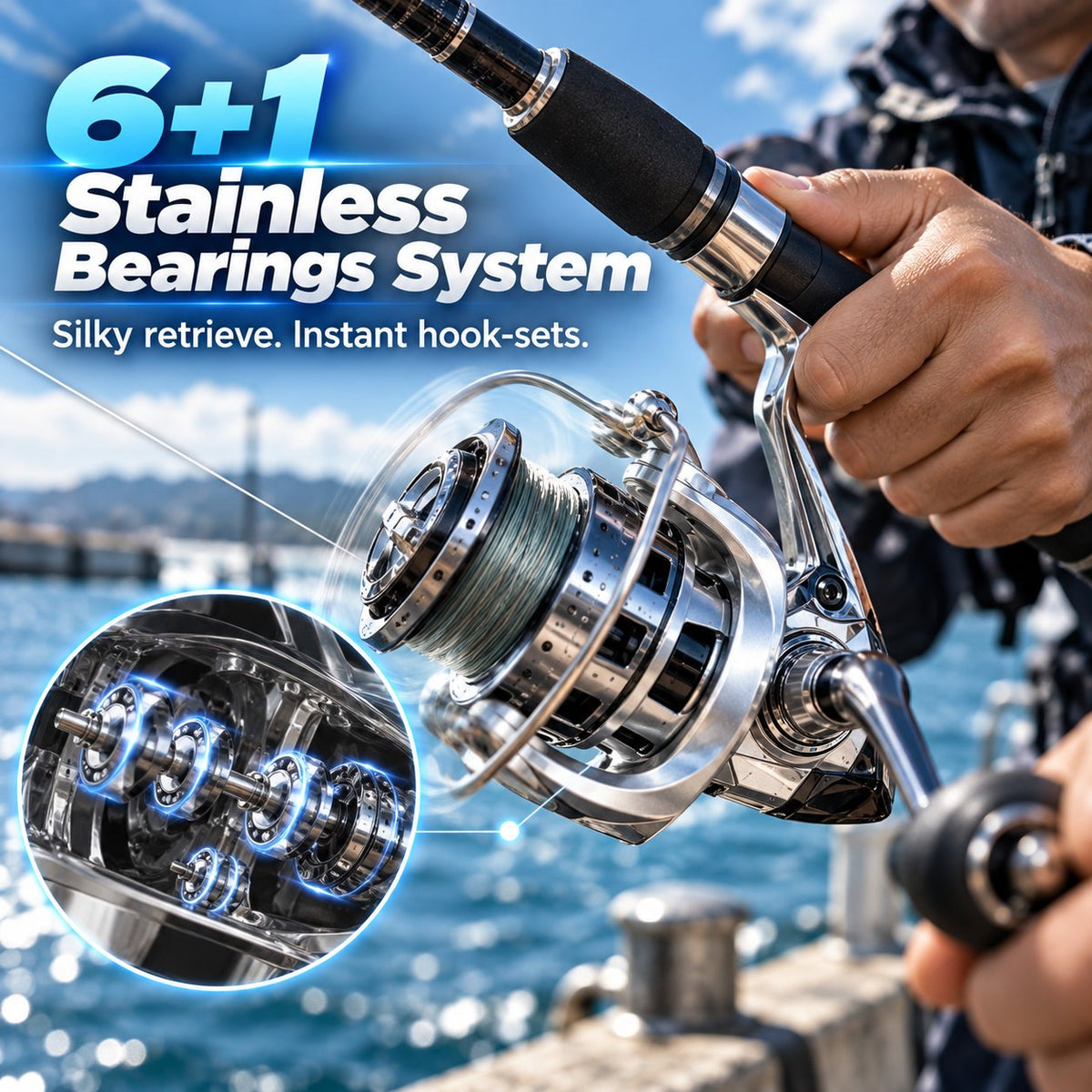Single-Hand Jigging Fishing Reel with Thumb Lever – product view 4
