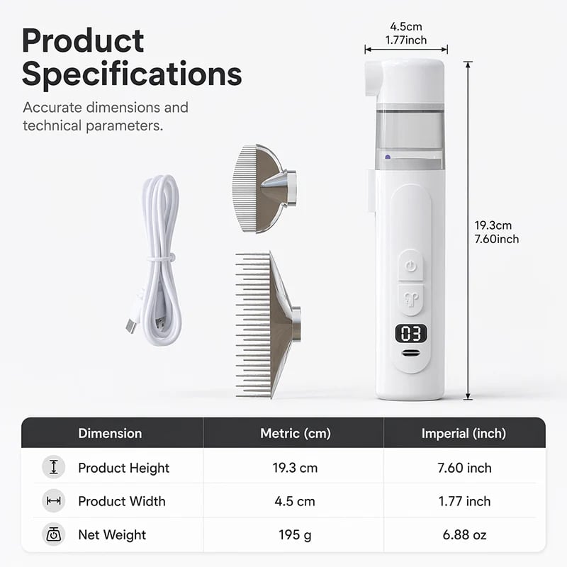 ⏰LIMITED TIME PRICE & FREE SHIPPING🔥Electric Pet Grooming Comb🐕Keep your furry friends away from mites, fleas and tangled fur！