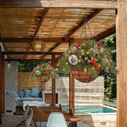 🔥Christmas Hot Sale🏆-🎄Pre-Lit Artificial Christmas Hanging Basket