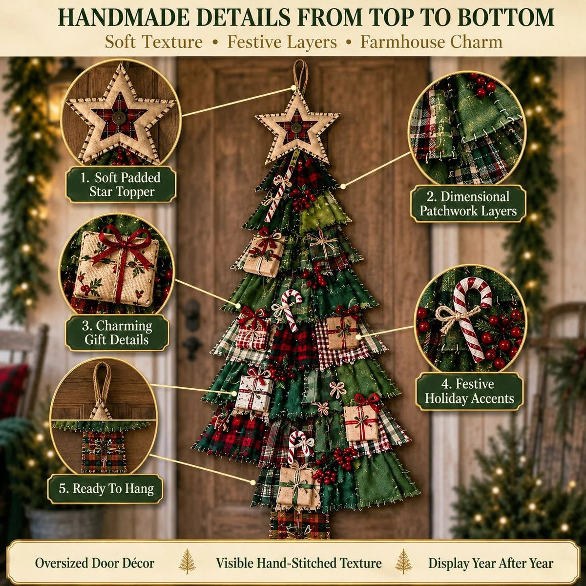 🔥 SPECIAL OFFER |🎄Beginner-Friendly DIY Oversized Patchwork Christmas Tree Door Hanging Kit💕