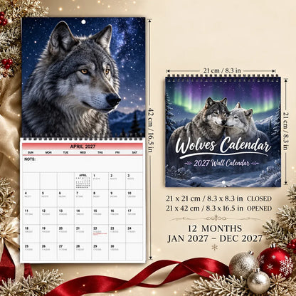 Wolves Calendar 2027 – Northern Lights Wall Calendar