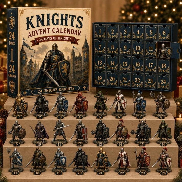 ⌛⚔️ 🏰 Knights Advent Calendar 2026 | 24 Days of Knights with 24 Unique Medieval Warrior Figurines & Fantasy Collectibles 🎄🛡️2D Acrylic Version