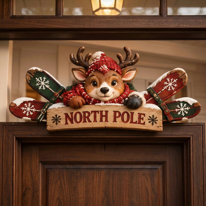 🎄🏔️ Rustic Winter Mountain Cabin Door Frame Decor