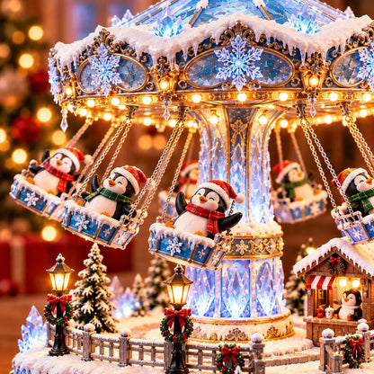 Penguin Winter Swing Carnival – Lighted Rotating Decoration – product view 2