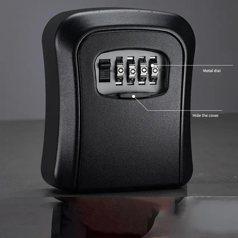 Wall Mount Key Lock Box - 4 Digit Combination Lockbox for Keys Safe Security Storage Resettable Code Lockbox for Outdoor Home Office Garage