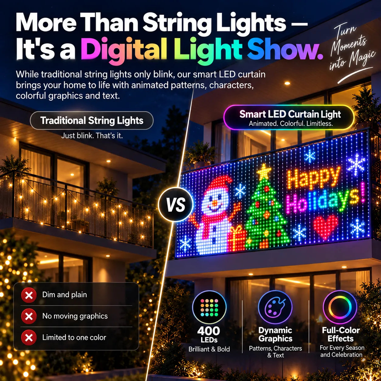 Smart LED Animated Curtain Light