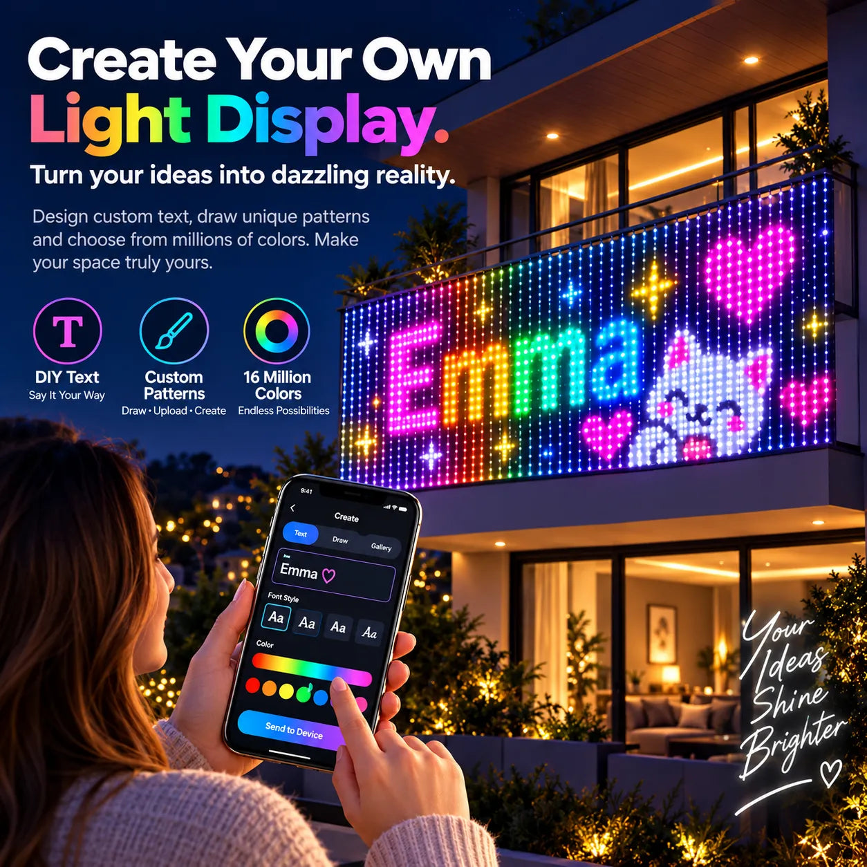 App Controlled Custom LED Curtain Display