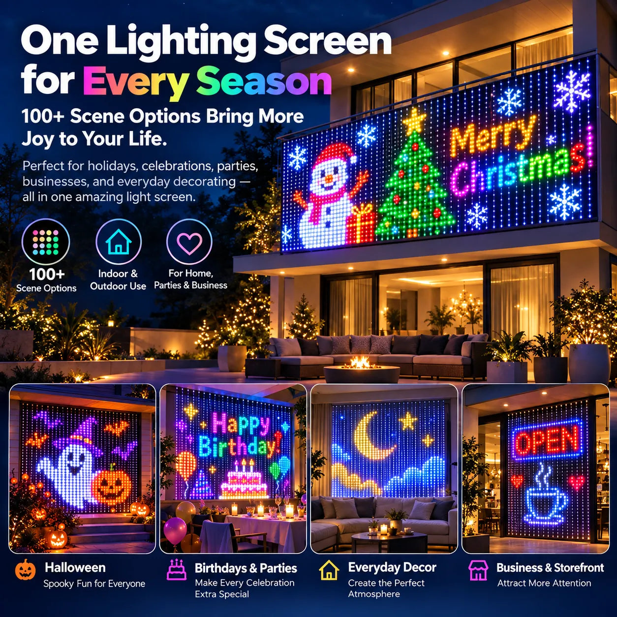 Holiday LED Curtain Light Scenes