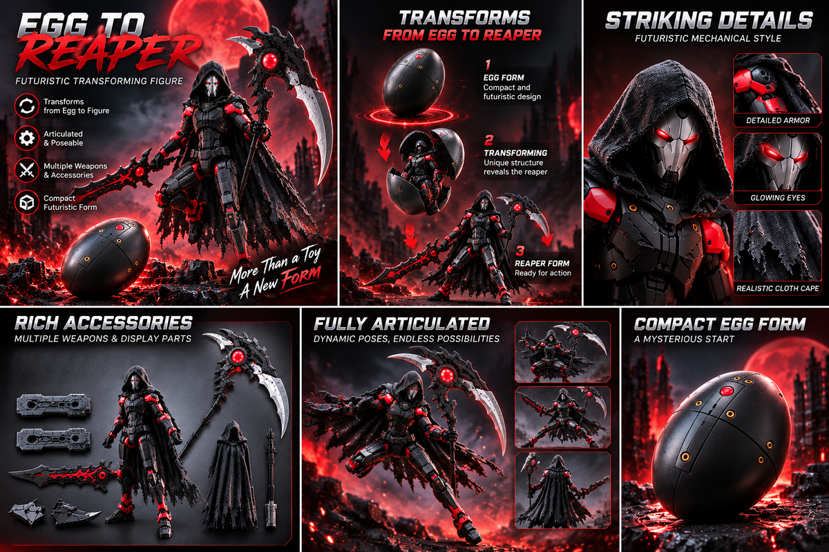 Reaper Transforming Egg – Black Mechanical Warrior – view 4