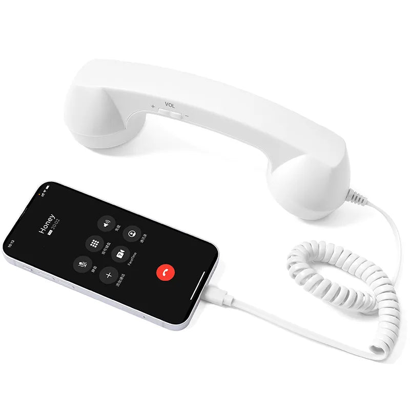 Retro Type-C Wired Phone Handset with Mic & Volume Control