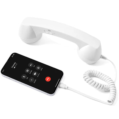 Retro Type-C Wired Phone Handset with Mic & Volume Control