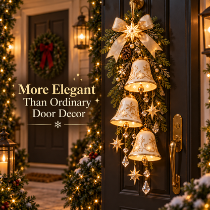 Golden Bell Blessing Cascade – Lighted Christmas Door Decor