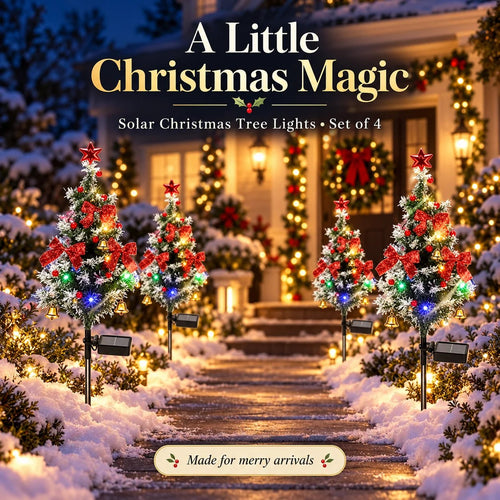 Solar Christmas Tree Garden Lights - 4 Pack