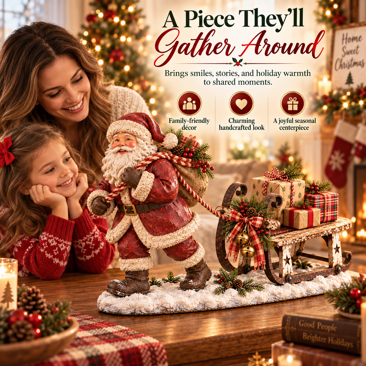 Santa’s Christmas Sleigh Farmhouse Table Decor