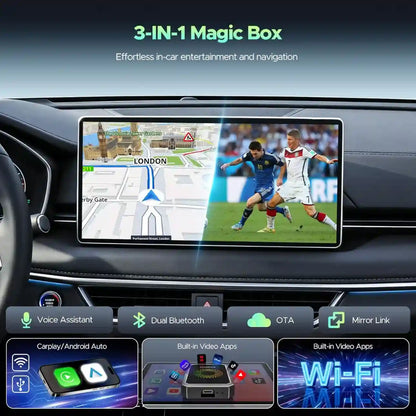 Plug-and-Play Streaming with 3-in-1 Wireless CarPlay Adapter