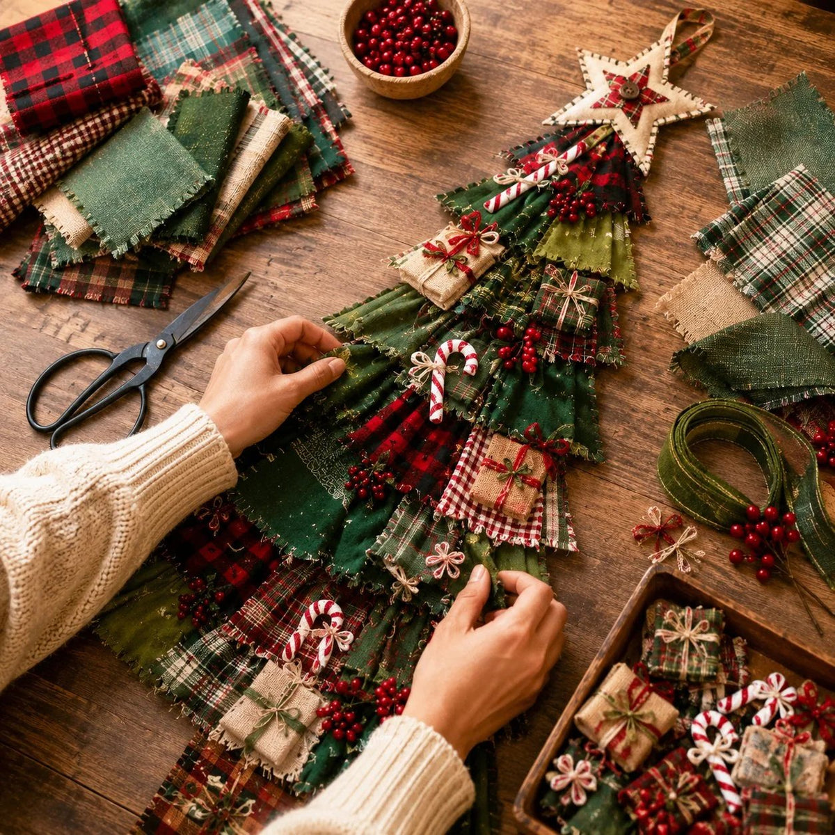 🔥 SPECIAL OFFER |🎄Beginner-Friendly DIY Oversized Patchwork Christmas Tree Door Hanging Kit💕