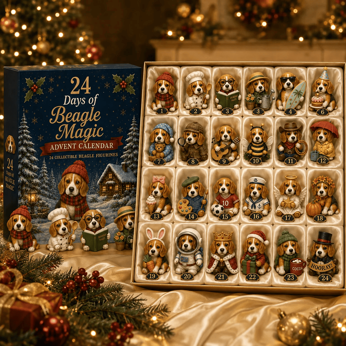 🐶🎄Beagle Magic Advent Calendar 2026 – 24 Days of Unique Beagle Miniature Collectibles, 24 Cute Holiday