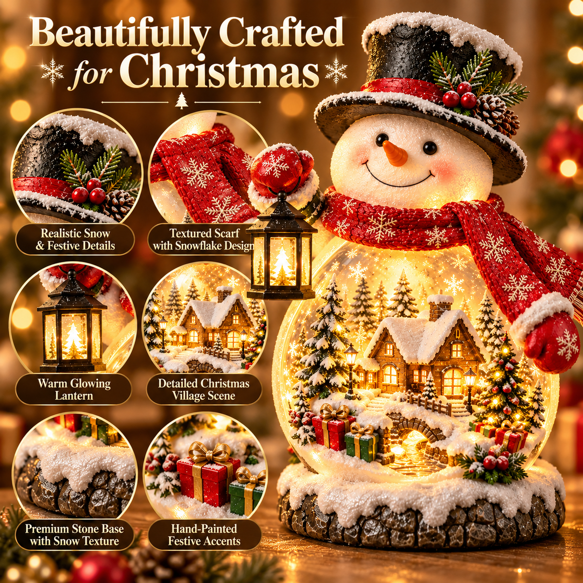 Christmas Village Snowman Glow – Lighted Tabletop Decor