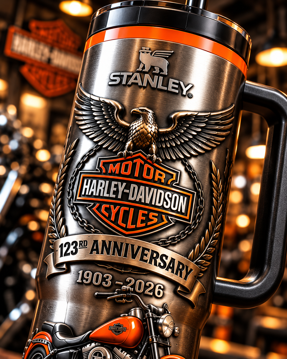 1903–2026 Motorcycle Heritage Anniversary Tumbler – product view 4