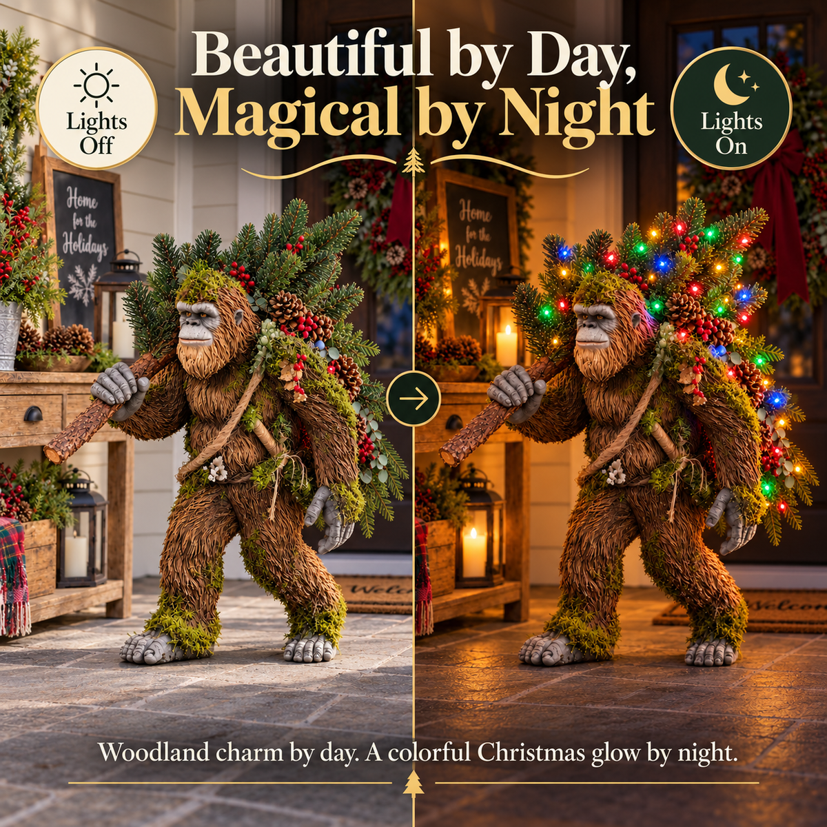 🎄 Woodland Bigfoot – Lighted Christmas Porch Decor 7