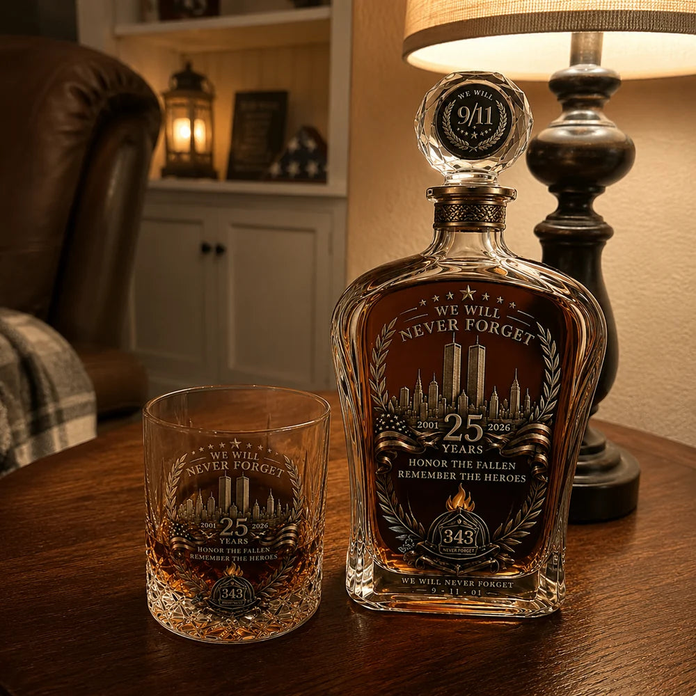 Six glass 343 Heroes remembrance gift set