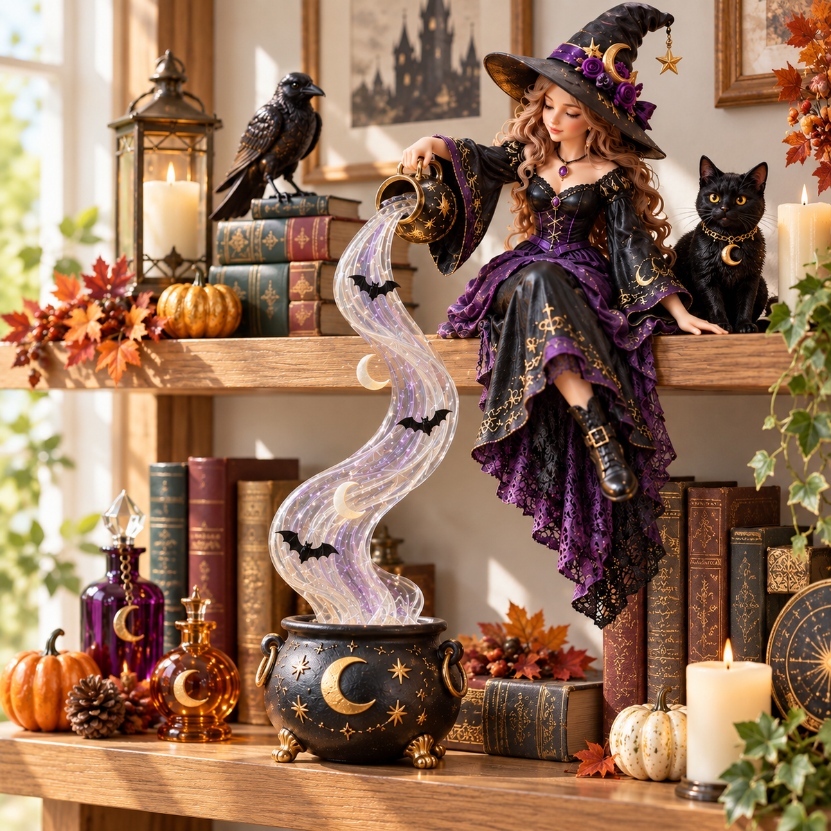 ✨Last Day 49% OFF✨ Halloween Magic Cascade Shelf Light Collectio – Enchanted Bookcase Decor